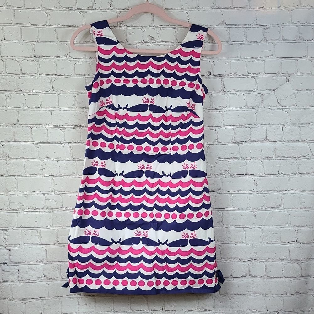 Lilly Pulitzer Pink Navy and White Wave Print Mini Dress